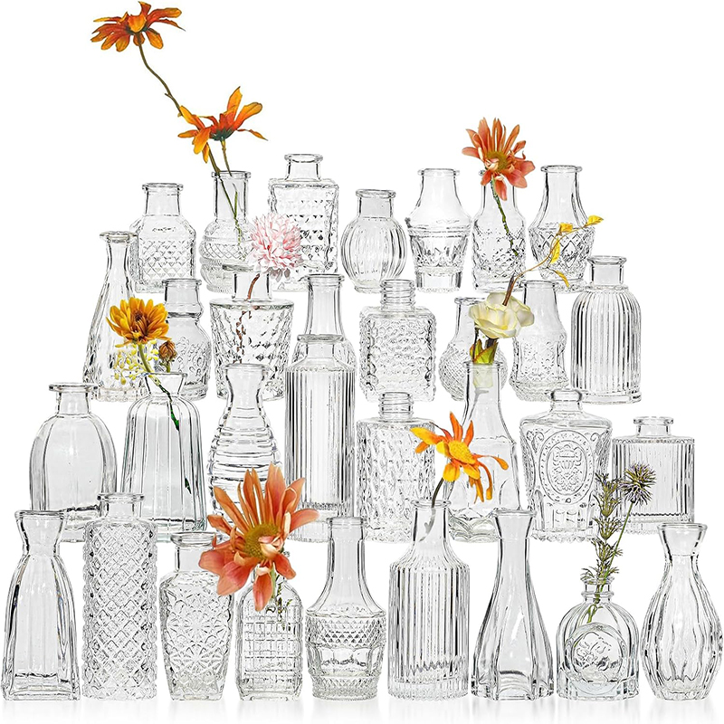 Glass Vase Nordic - Nordic Embossed Transparent Glass Vase for