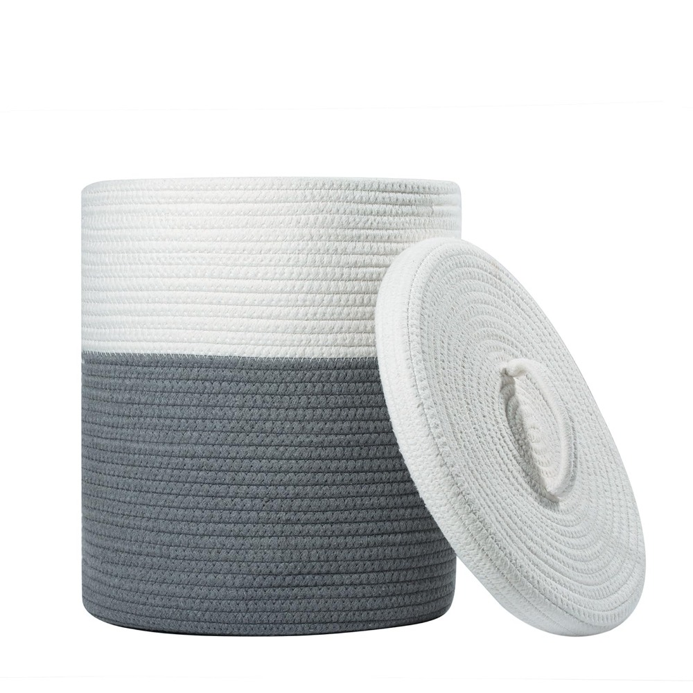 Home Decor Hampers - Cotton Rope Storage Basket with Lid,