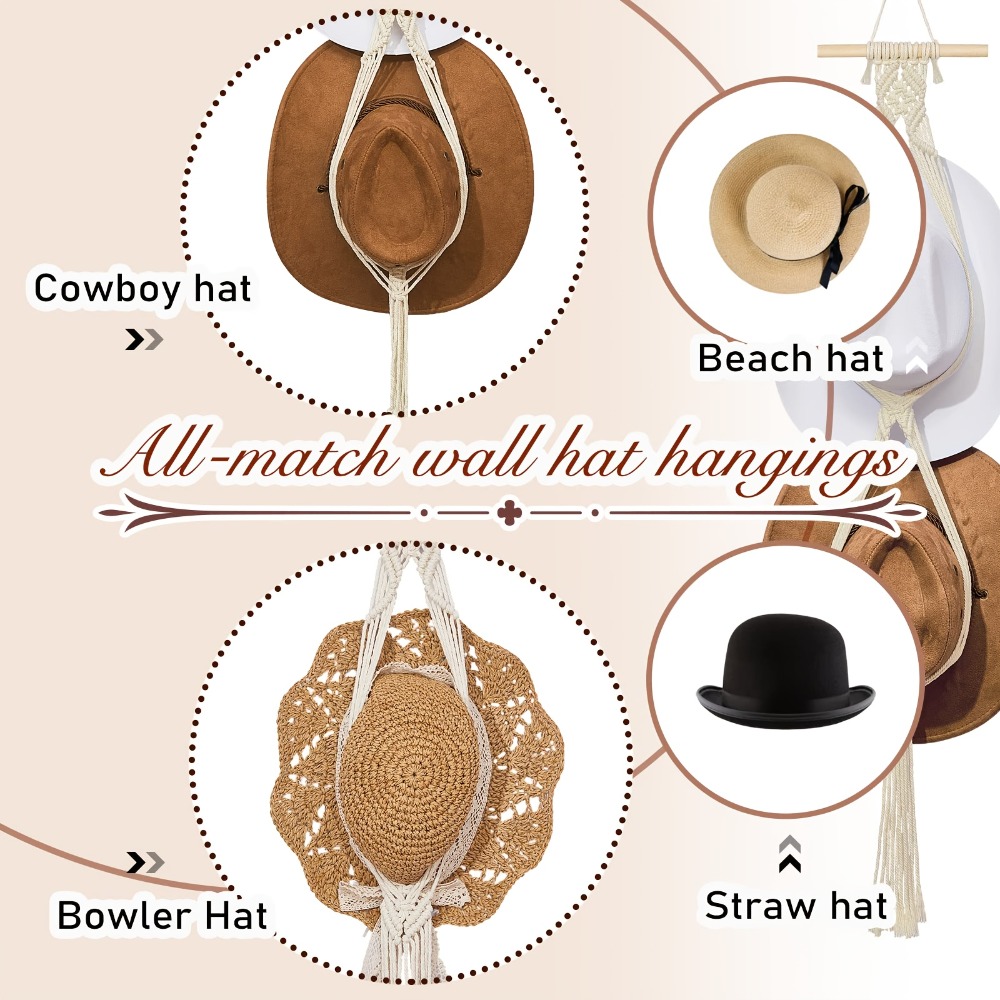 Bohemian Macrame Hat Hanger Ha - огляд і ціна Macrame Wall Hanging