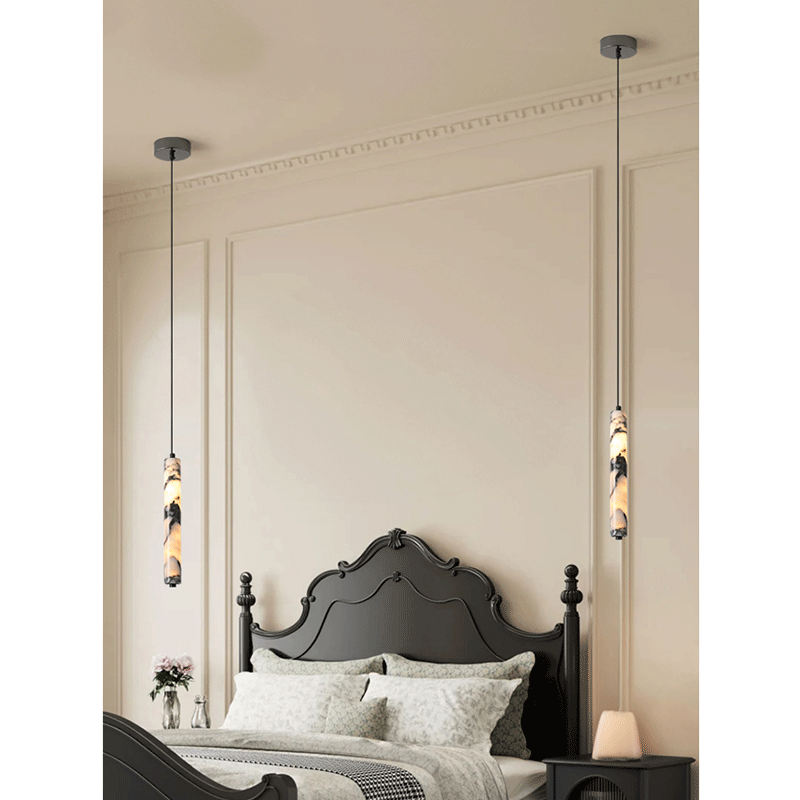 Luxury Black Cylinder Natural  - огляд і ціна Hanging Moon Lamp