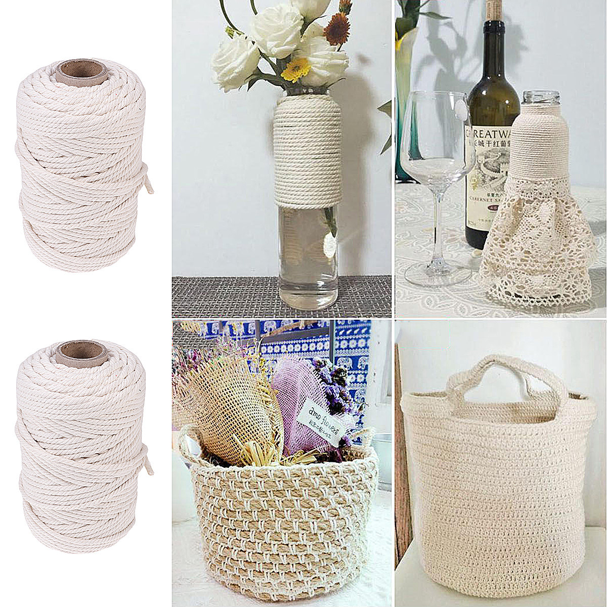 100M Natural Cotton Rope 5Mm U - огляд і ціна Macrame Wall Hanging