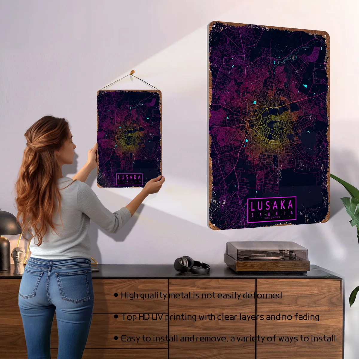 Lusaka City Map Zambia Neon Po - огляд і ціна Home Decor Zambia