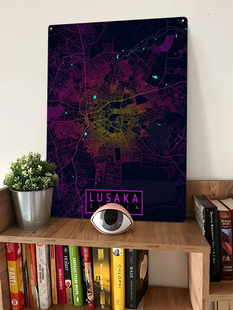 Lusaka City Map Zambia Neon Po - огляд і ціна Home Decor Zambia