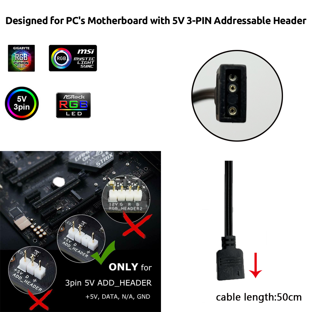 5V ARGB 3Pin Header for Asus A - огляд і ціна Led Strip Lights